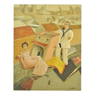 Alberto Gallerati, I'll Buy a House in Pescara, 1980s, Oil Painting For Sale