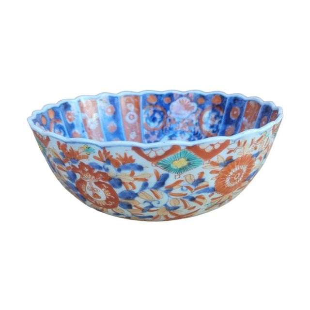 Blue 19th Century Japanese Imari Decorative Centerpiece Bowl For Sale - Image 8 of 9