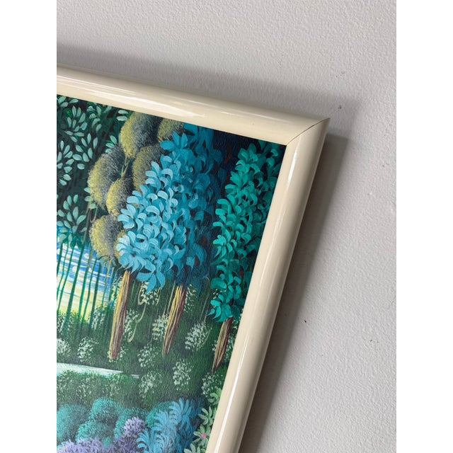 Vintage Haitian Folk Art Wildlife Jungle Scene Oil on Canvas – Framed For Sale - Image 11 of 13