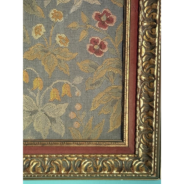Vintage Medieval Revival Figural Woven Tapestry in Ornate Gilt Frame For Sale - Image 4 of 13