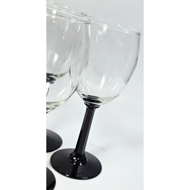 Glass Gothic Black Pillar Stem Goblets- Set of Four For Sale - Image 7 of 10