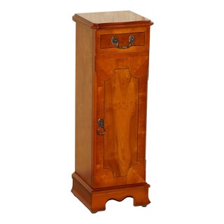 Vintage Burr Yew Wood CD or DVD Tower Cabinet For Sale