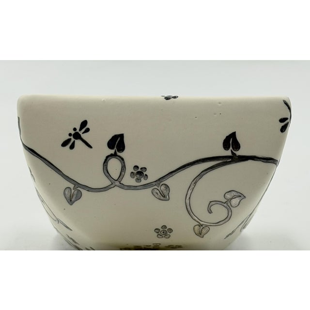 1980s Emilia Castillo Butterfly Porcelain & Pure Silver Square Bowl, Taxco Mexico For Sale - Image 13 of 18