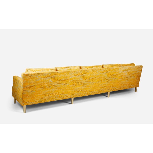 1960s Jack Lenor Larsen 5 Seat Sofa on Brass Legs For Sale - Image 5 of 7