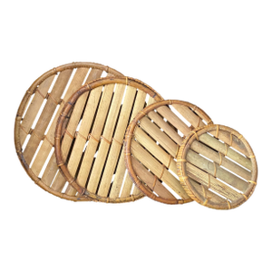 1960s Set of 4 Stacking Bamboo Trivets
