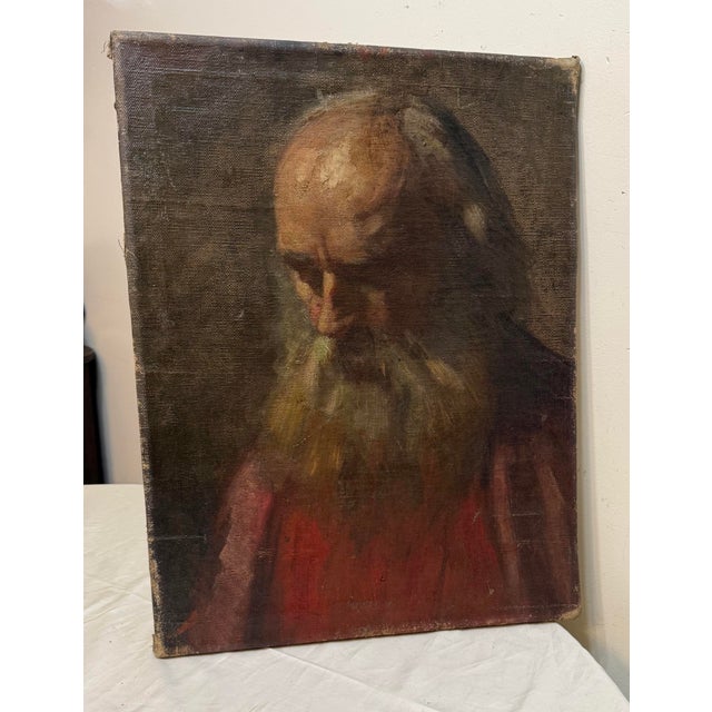 Brown Antique 1910s Original Paul Gerhart Vowe Man Beard Oil Painting Portrait Realism For Sale - Image 8 of 11
