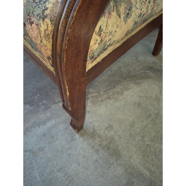 Brown Mid 20th Century Victorian-Style Channel-Tufted Settee For Sale - Image 8 of 14