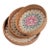 2020s Set of Three Rattan Mother-of-Pearl Inlaid Trays With Pink Mandala Flower Pattern For Sale