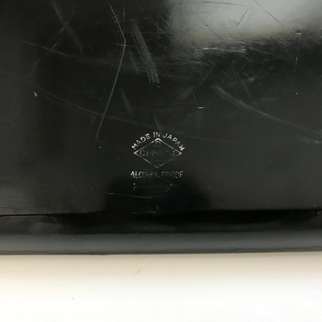 Vintage Japanese Black Lacquer Rectangular Tray With Birds and Bamboo Leaves For Sale - Image 4 of 12