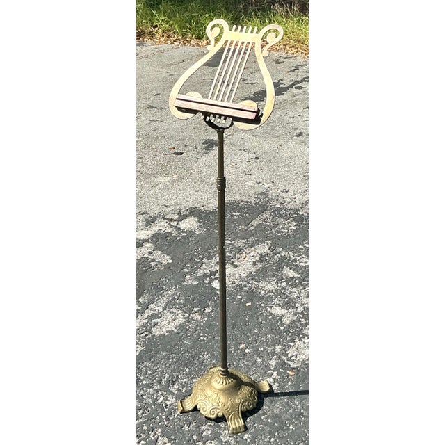 Vintage Regency Brass Lyre Music Stand For Sale - Image 10 of 10