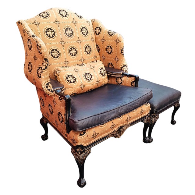 Textile Elevate Your Space With the Old Hickory Tannery Firehouse Wingback Set For Sale - Image 7 of 12