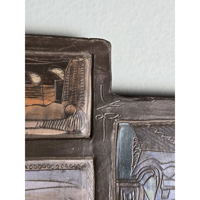Vintage MCM Philippe Jacques French Ceramic Abstract Wall Plaque Sculpture For Sale - Image 10 of 14
