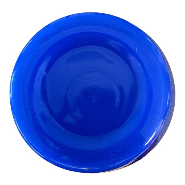 Contemporary Large Cobalt Blue Art Glass Vase With Flared Rim, 13″ Tall Statement Piece Table Centerpiece For Sale - Image 3 of 8