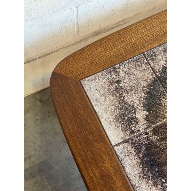 1970s Oak Rectangular Tile-Top Coffee Table Danish Mid-Century Modern 1970s For Sale - Image 5 of 12