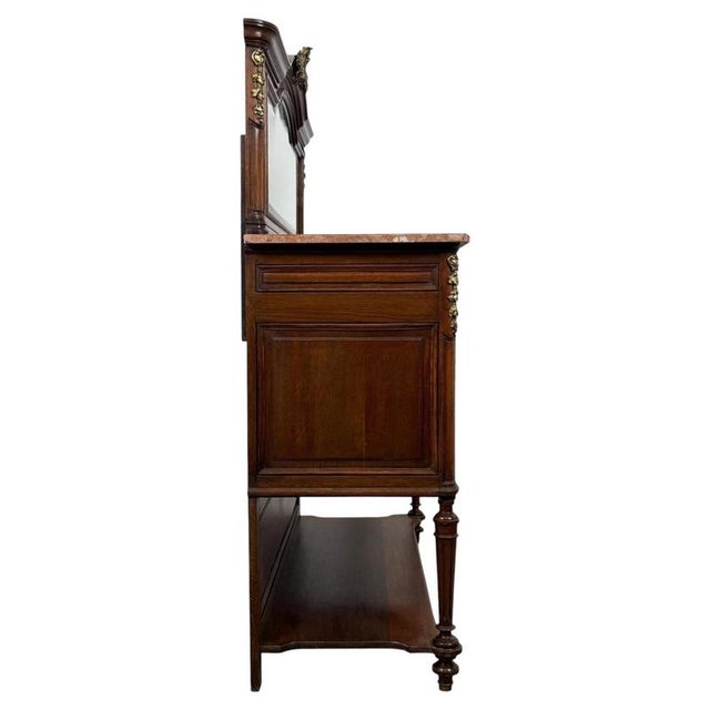 19th Century Antique French Marble-Top Cabinets with Mirrors, Set of 2 For Sale - Image 9 of 17