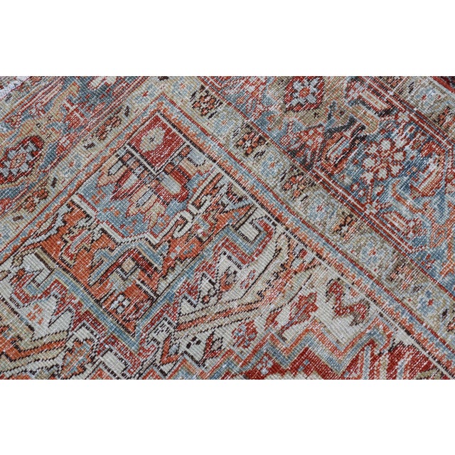 Antique Persian Heriz Rug With Striking Geometric Medallion and Intricate Detailing 7'11"x10'3" For Sale - Image 12 of 12