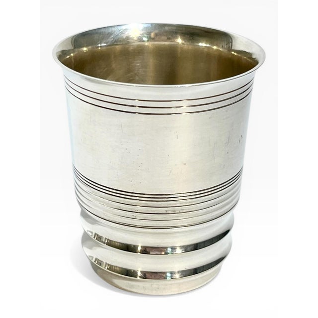 Silver Set of 3 Antique French Art Deco Cups or Matchstick Holders Including Christofle For Sale - Image 8 of 10