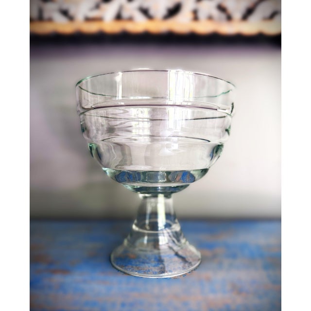 Late 20th Century Late 20th Century Art Deco Clear Glass Trifle Pedestal Bowl For Sale - Image 5 of 9
