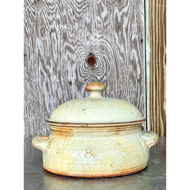 Ceramic Vintage Boho Original Studio Pottery Lidded Bowl For Sale - Image 7 of 8