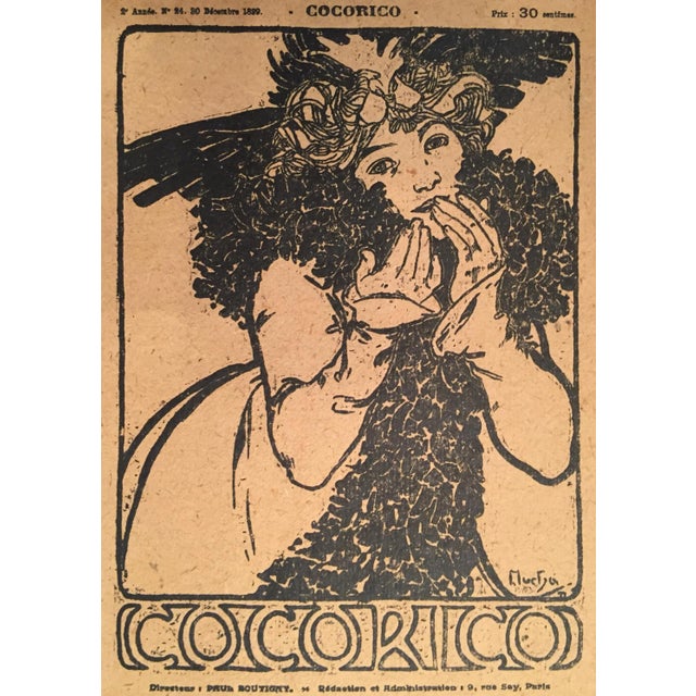 Art Nouveau Framed 1899 Original Alphonse Mucha Cocorico Cover For Sale - Image 3 of 5