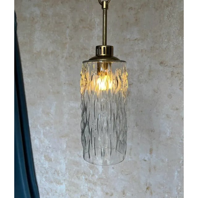 French 1960s Glass and Brass Pendant For Sale - Image 4 of 12