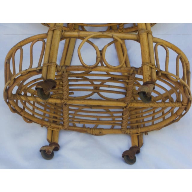 1970s Rattan Beverage/Bar Cart For Sale In New York - Image 6 of 7