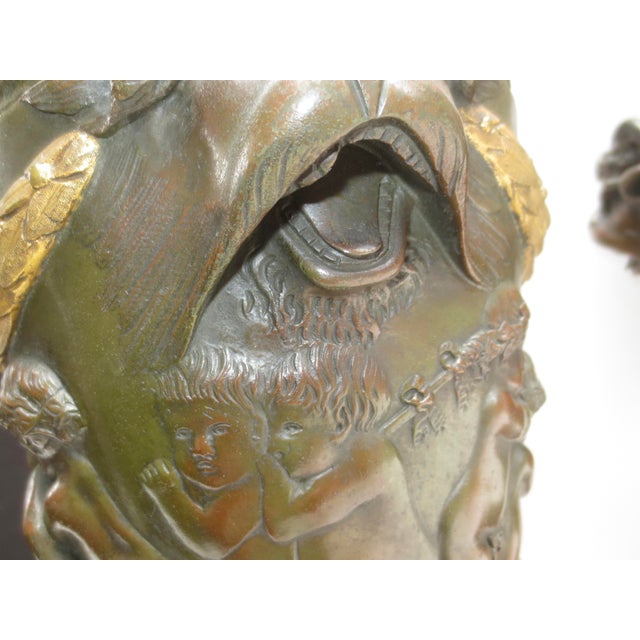 Antique Italian Gilt Bronze and Rouge Marble Garnature Lamps -a Pair of 2 For Sale - Image 9 of 11