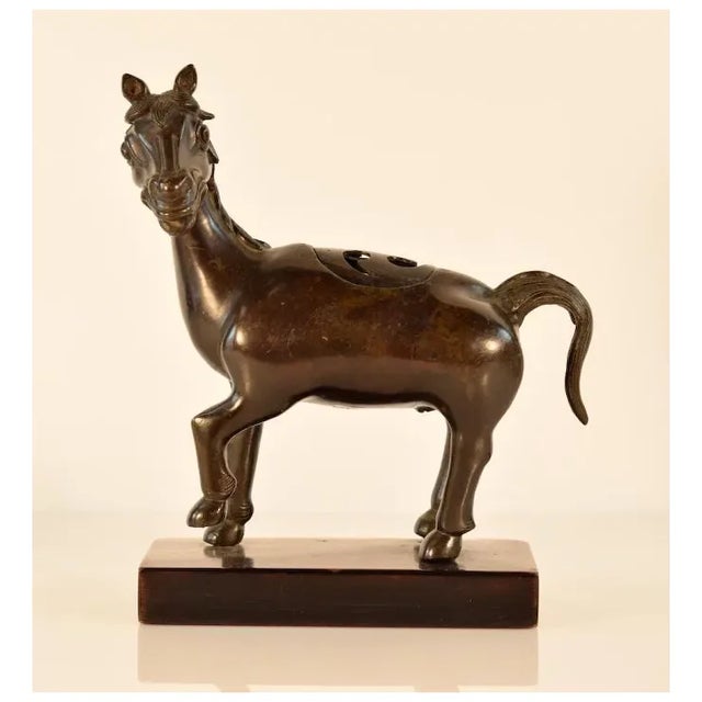 Bronze Antique 19th Century Chinese Bronze Censer or Incense Burner in the Form of a Prancing Horse For Sale - Image 8 of 8