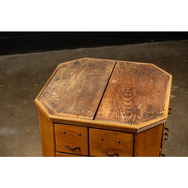 Wood Early 20th Century Rotating Hardware Cabinet With Pull Drawers For Sale - Image 7 of 10