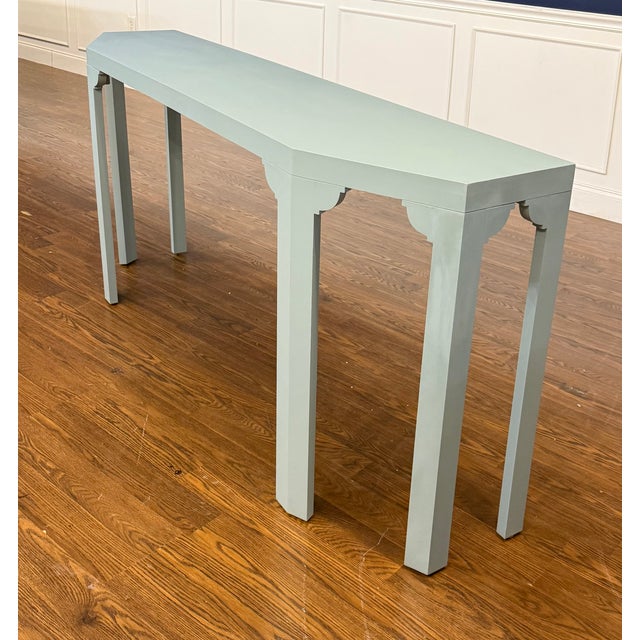 Wood Contemporary Light Blue Console Table by Highland House For Sale - Image 7 of 13