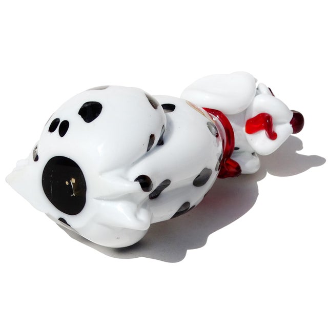 Vintage Murano Dalmatian Puppy Dog With Red Scarf and Label Italian Art Glass Figurine Sculpture For Sale - Image 10 of 10