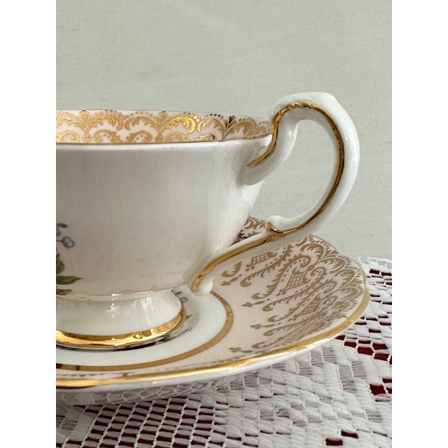 Ceramic Paragon Pale Peach Fruit Orchard Teacup and Saucer, Vintage Victorian Teacup For Sale - Image 7 of 8