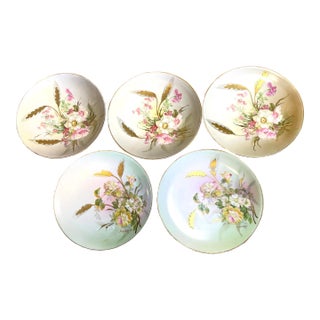Set of 5 Antique M Z Austria Hand Painted Dessert Plates For Sale