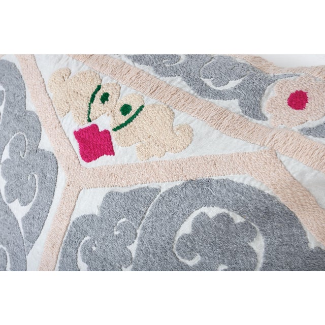 Mid-Century Modern Suzani Baby Blue Cushion Cover - a Pair For Sale - Image 3 of 5