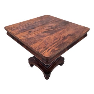 Antique American Empire Revival Figured Walnut Pedestal Game Table For Sale