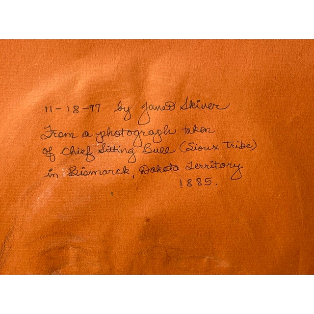 Realism Vintage Early American Gerald Skiver Sitting Bull Sioux Chief Original Painting 1977 14x11 For Sale - Image 3 of 6