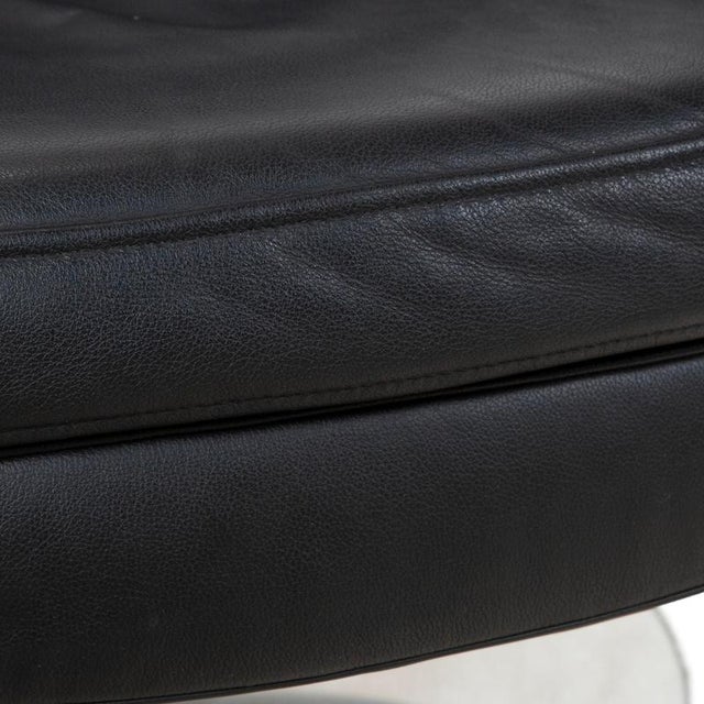 Black Leather and Chrome Swivel Lounge Chair For Sale - Image 6 of 13