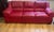Vintage Natuzzi Red Leather Sofa Threeseat For Sale In Miami - Image 6 of 8