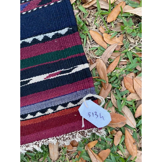 1930s Vintage Nomadic Plant Dye Navy Blue Large Kilim Rug For Sale - Image 11 of 12
