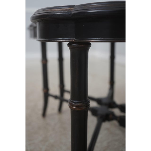 Black Ethan Allen Chinoiserie Decorated Bamboo Form Coffee Table For Sale - Image 8 of 14