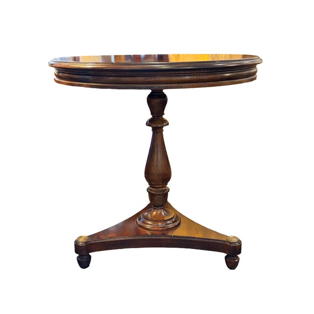 Traditional Round Wood Occasional Table For Sale - Image 3 of 9