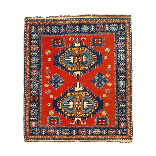 Turkish Kazak rug. Hand knotted 100% hand-spun lamb's wool rug with all natural dyes. Lamb's Wool on a Wool Foundation...
