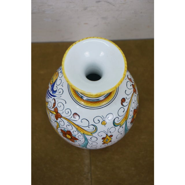 Deruta Italian Deruta Raffaellesco Custom Made Porcelain Serpent Dragon Vase 8" For Sale - Image 4 of 12