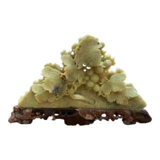 Antique Handcarved Soapstone Sculpture of Grape Vine For Sale