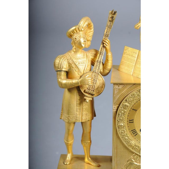 Gold Empire Gilt Bronze Mantel Clock, Pairs, France, 1850 For Sale - Image 8 of 18