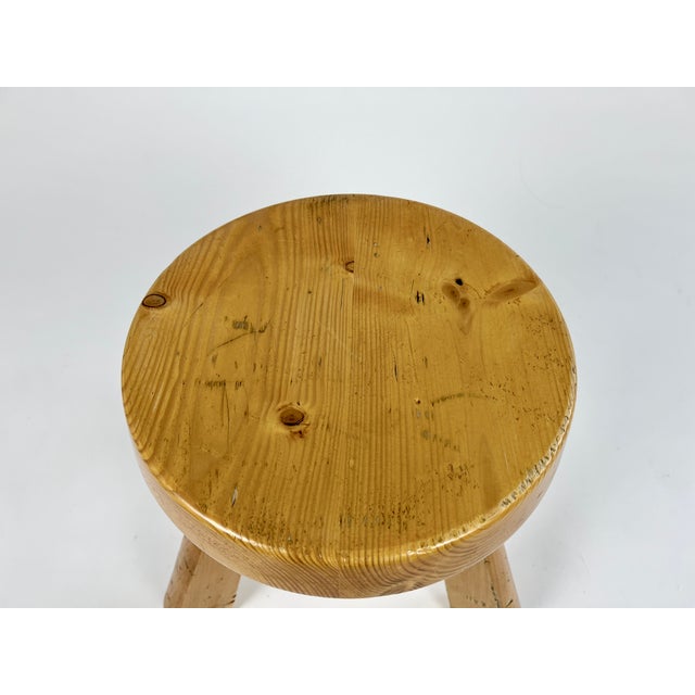 Set of Pine Sandoz Stools attributed to Charlotte Perriand for Les Arcs, France, 1960s For Sale - Image 12 of 18