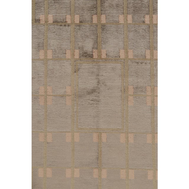 Art Deco Austrian Art Deco Rug Modern Green Wool and Silk For Sale - Image 3 of 7