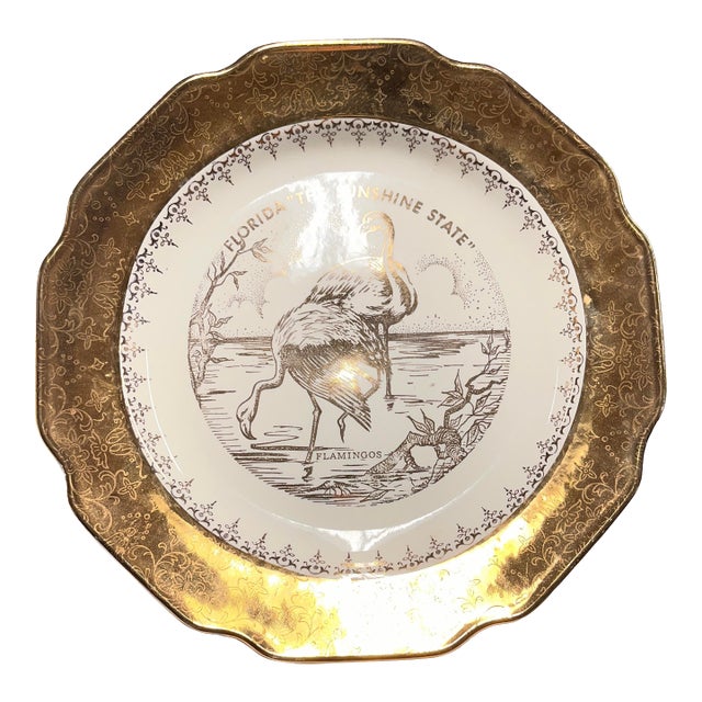 Mid-Century Florida Flamingo 22k Gold Plate For Sale