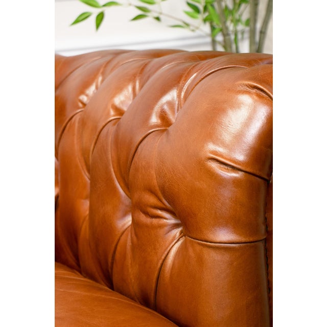 Pasargad Home Genuine Leather Chester Bay Tufted Sofa For Sale - Image 10 of 10