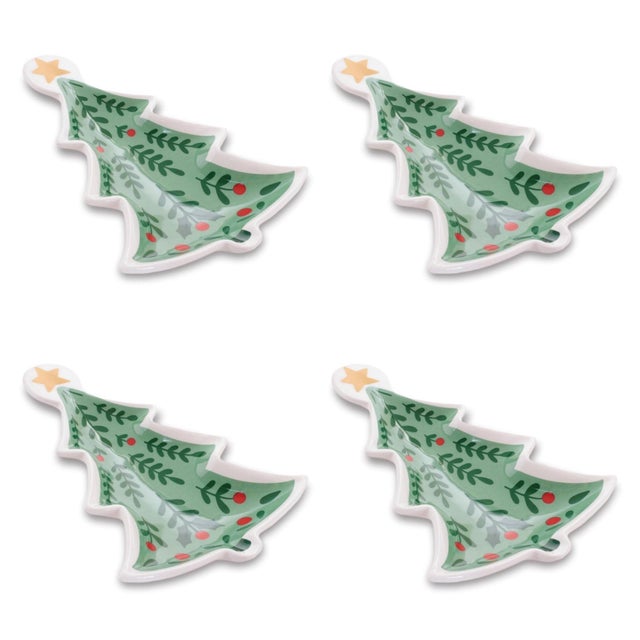 Kenneth Ludwig Chicago Holiday Tree Ceramic Trinket Dish (Set of 4) For Sale - Image 4 of 4